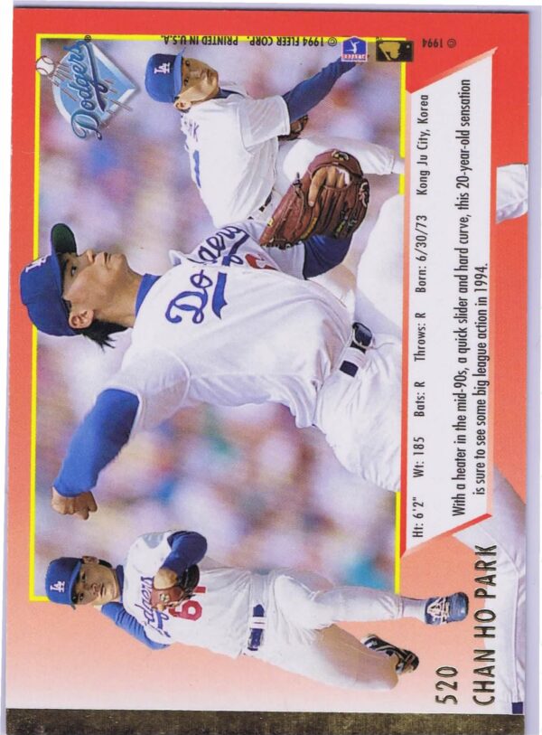 Chan Ho Park #520 LA Dodgers Fleer 1994 Ultra Baseball