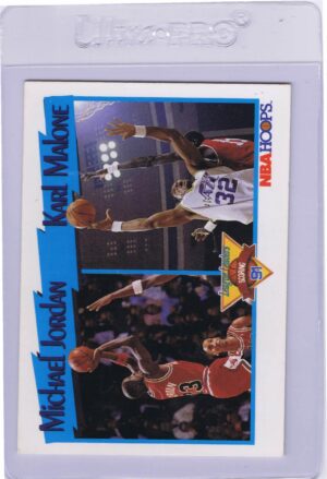 Fleer NBA Hoops 1991 League Leaders Jordan and Malone #306