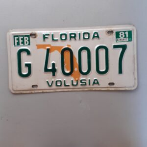 Florida 1981 Sticker Volusia front