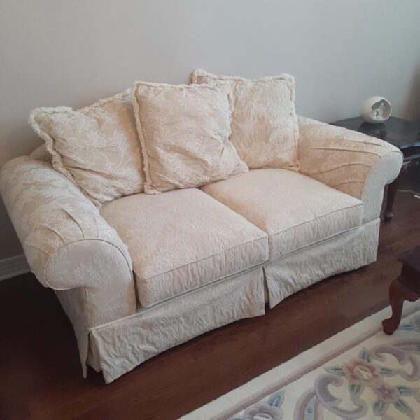 White Couch with Textured Fabric