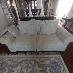 White Couch with Textured Fabric